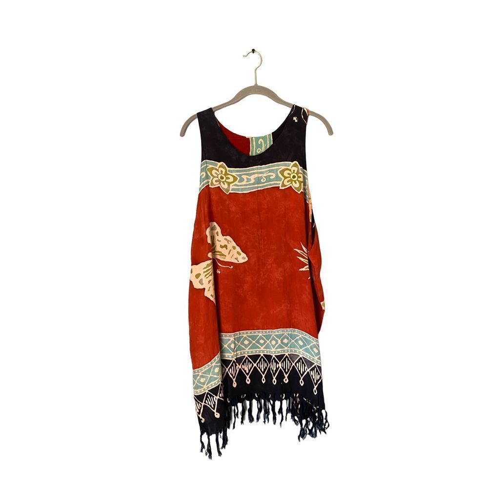 Koko knot Plus size BoHo swim cover-up butterfly print/tassel trim / 2xl￼